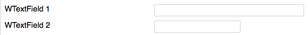 Screenshot showing two WTextFields the first is in a WField with inputWidth 100