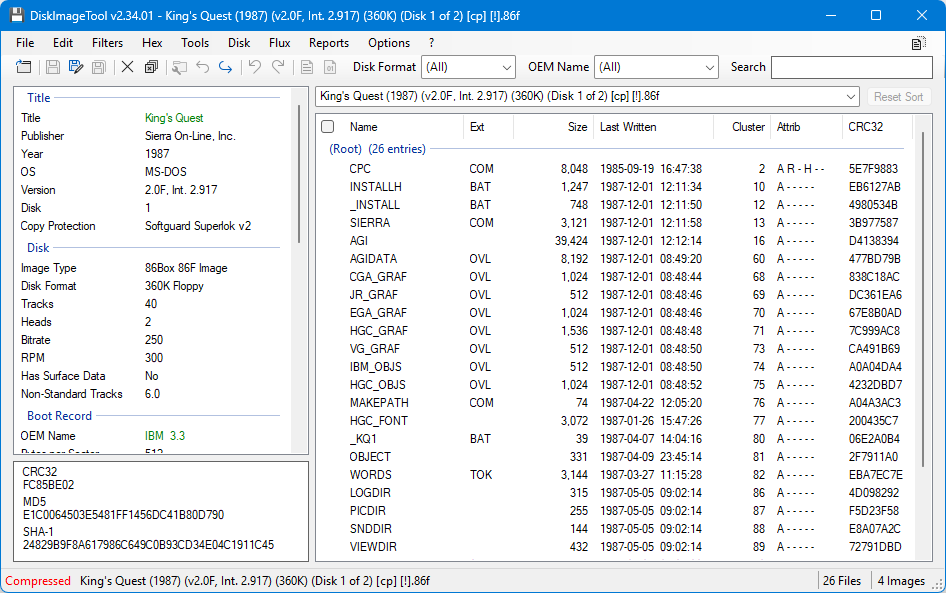 DiskImageTool Main Window